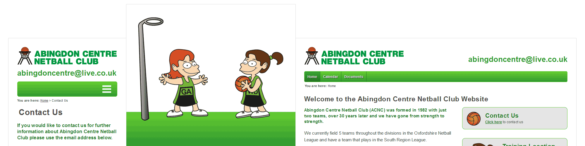 Screenshot of the Abingdon Centre Netball Club case study by Michael Saunders