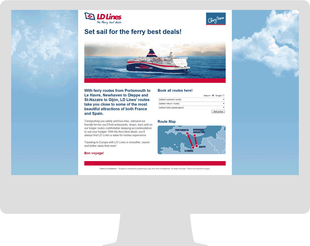 Screenshot of the LD Lines affiliate landing webpage