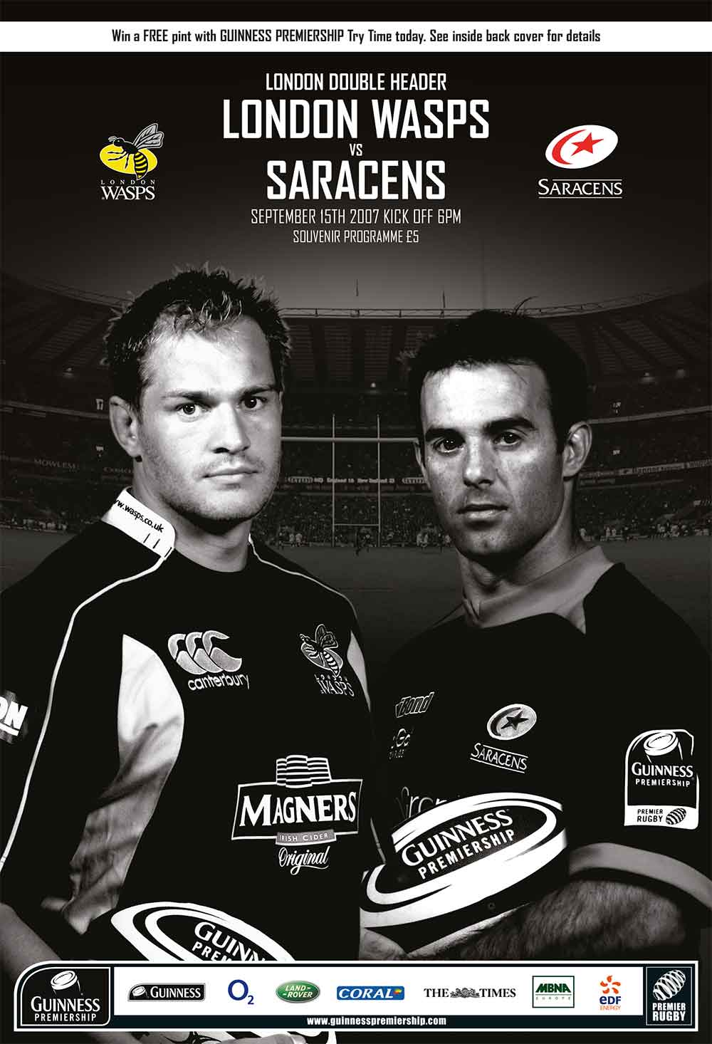 Screenshot of the London Double Header matchday programme front cover side one