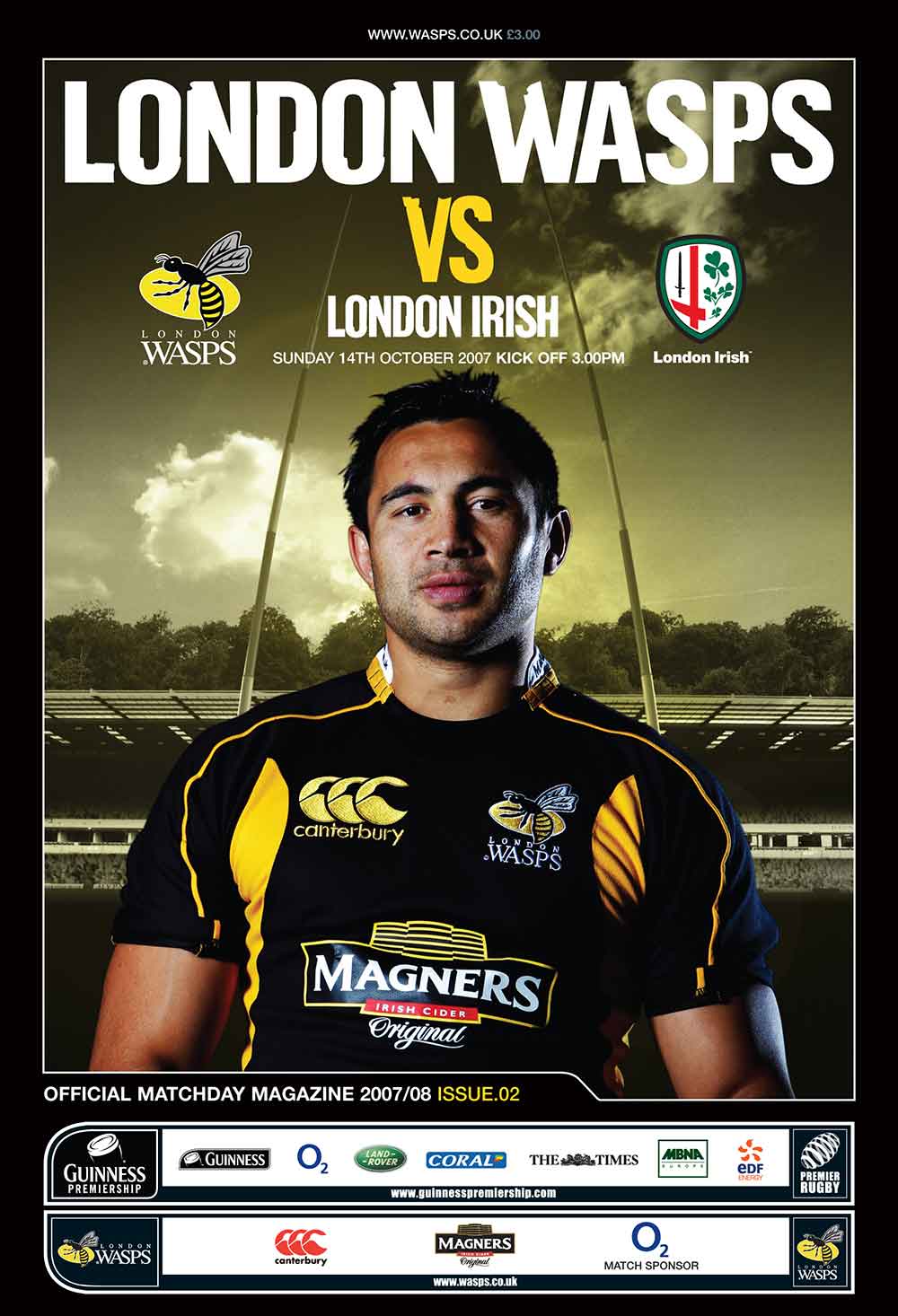 Screenshot of the Wasps Rugby Club matchday programme front cover