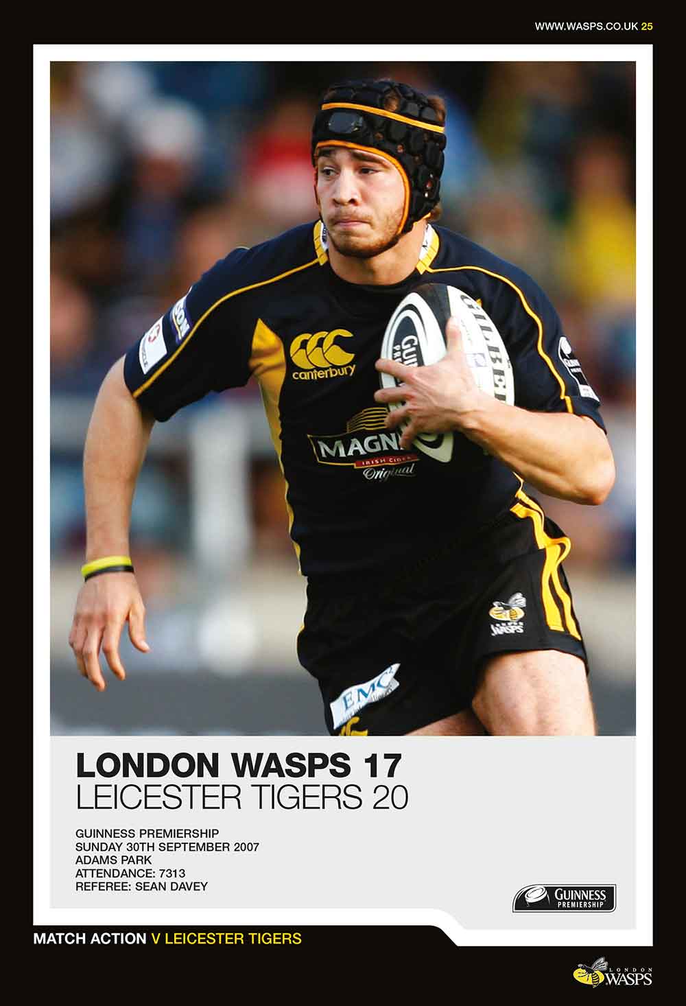 Screenshot of the Wasps Rugby Club matchday programme match report introduction