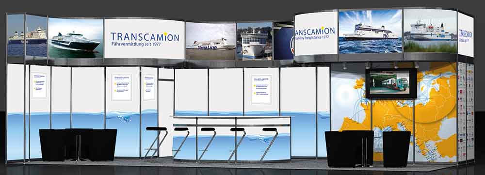 Screenshot of the Transcamion exhibition stand mockup