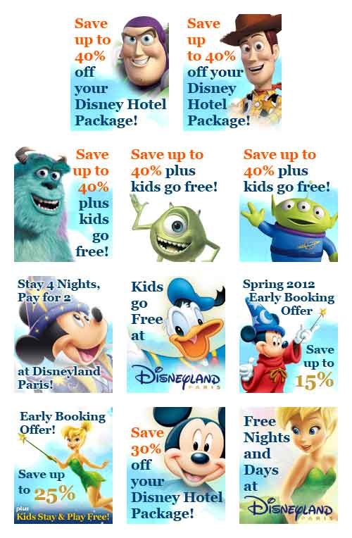 Screenshot of the Visit Disneyland Paris web banners