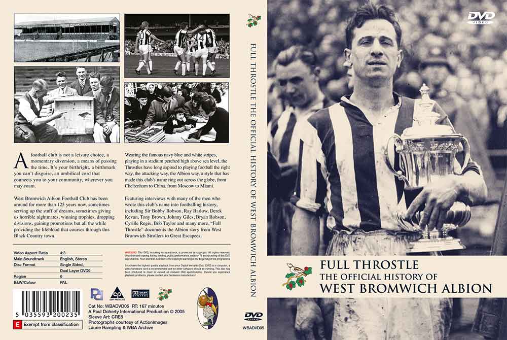 Screenshot of the West Bromwich Albion 'Full Throstle' outer DVD sleeve